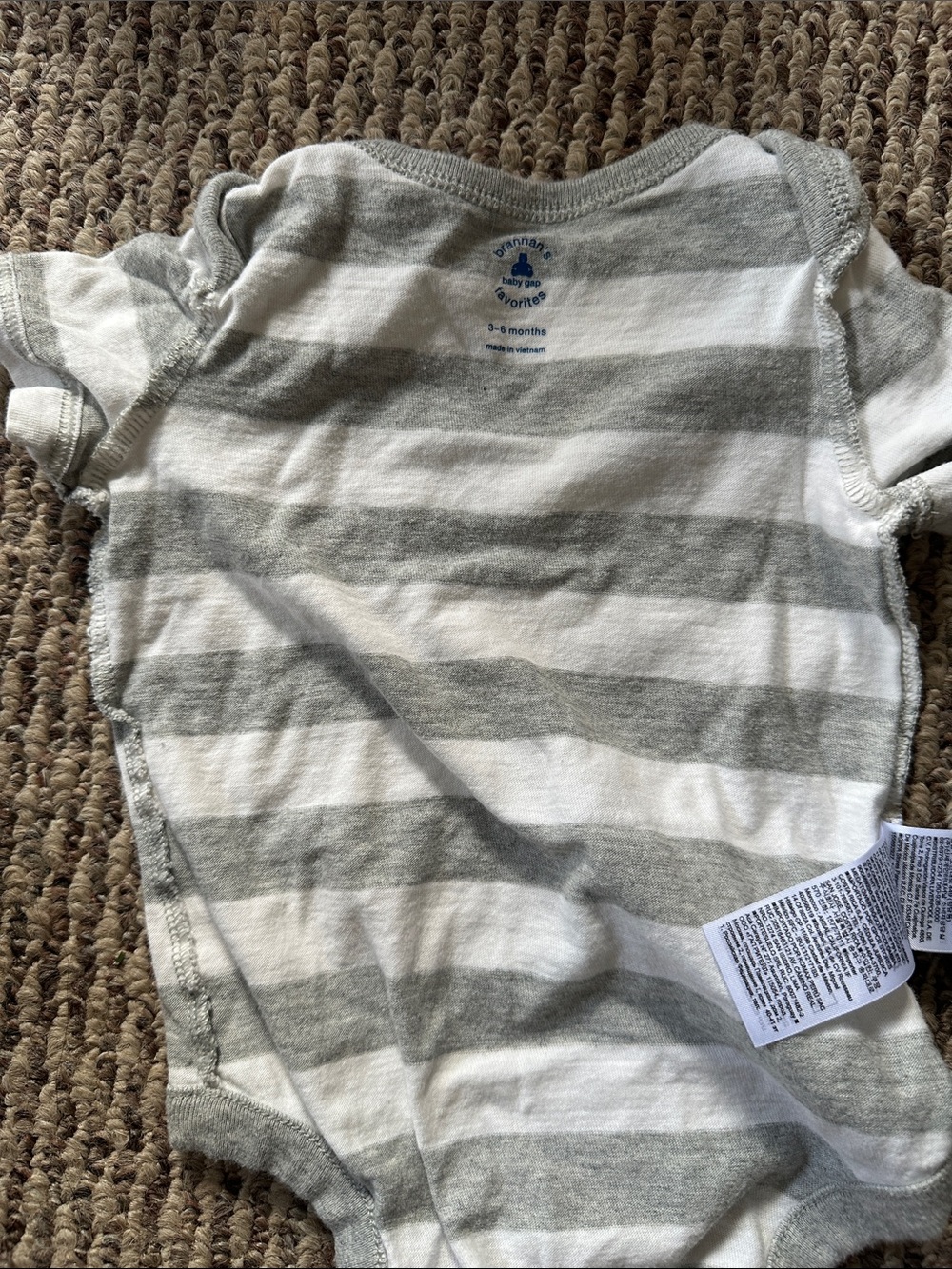 GAP Gray and White Striped Short Sleeve Bodysuit
